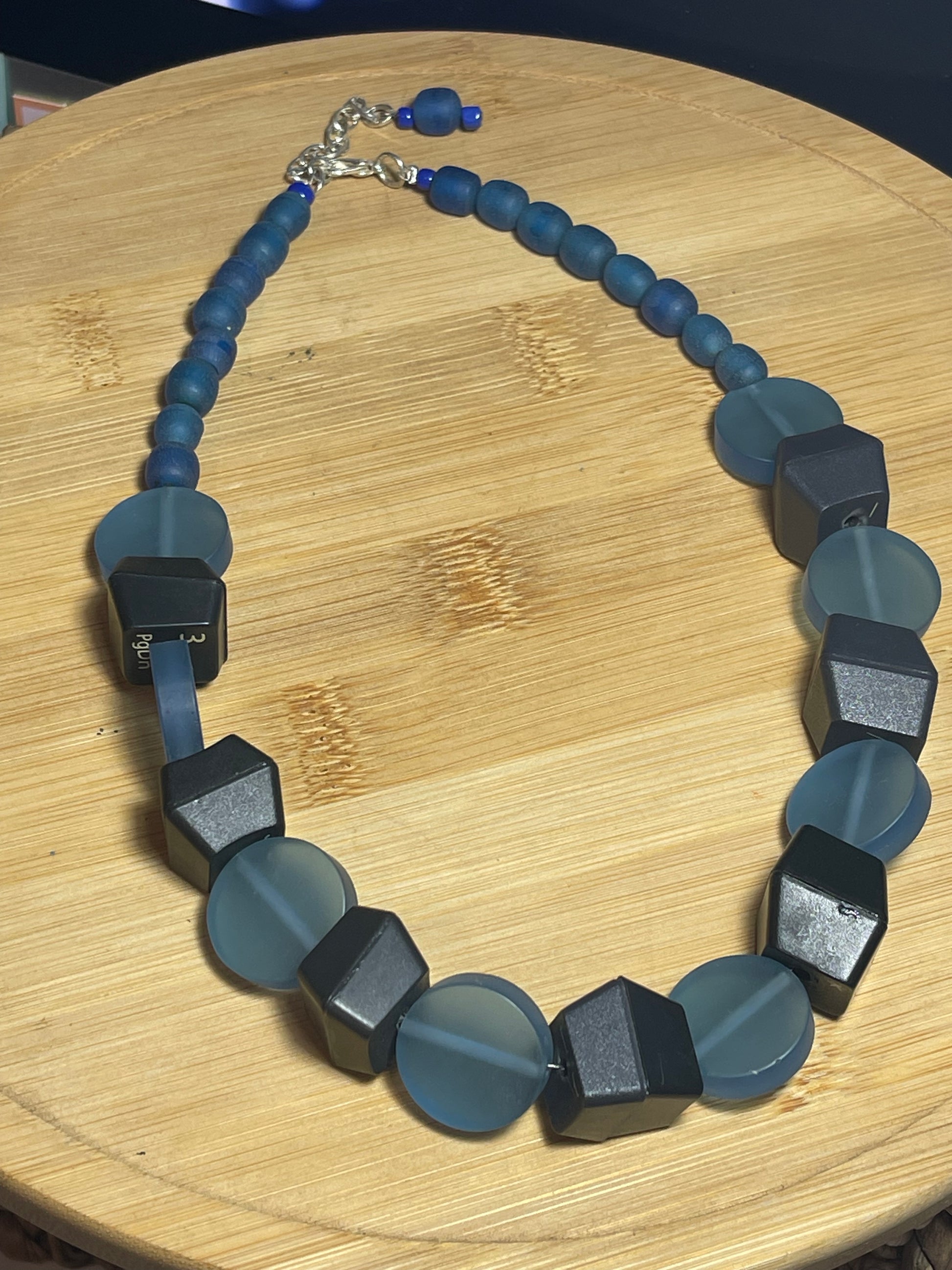 Computer Key Necklace - Blue Resin and Computer Key Beads - ElmsCreative