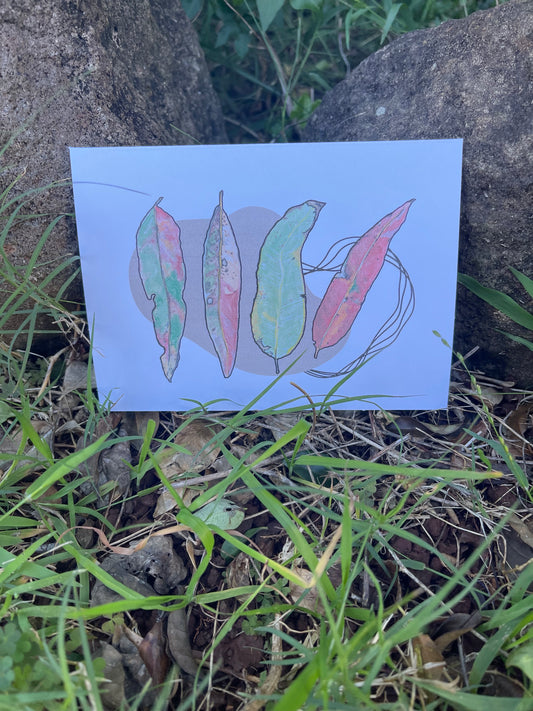 Gum Leaf Card - Four and Some String - ElmsCreative