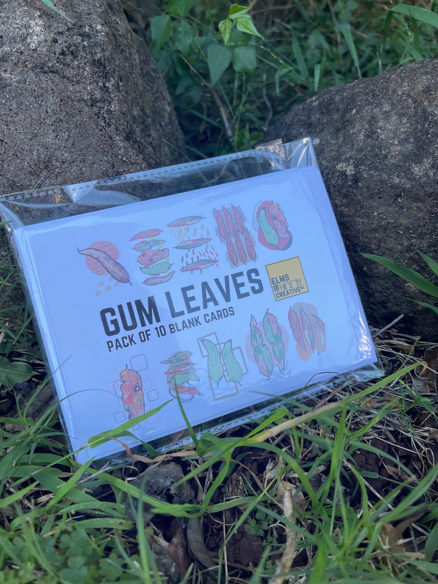 Gum Leaf Card- Ripple and Squares - ElmsCreative