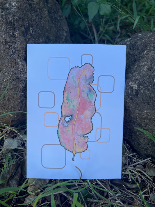 Gum Leaf Card- Ripple and Squares - ElmsCreative
