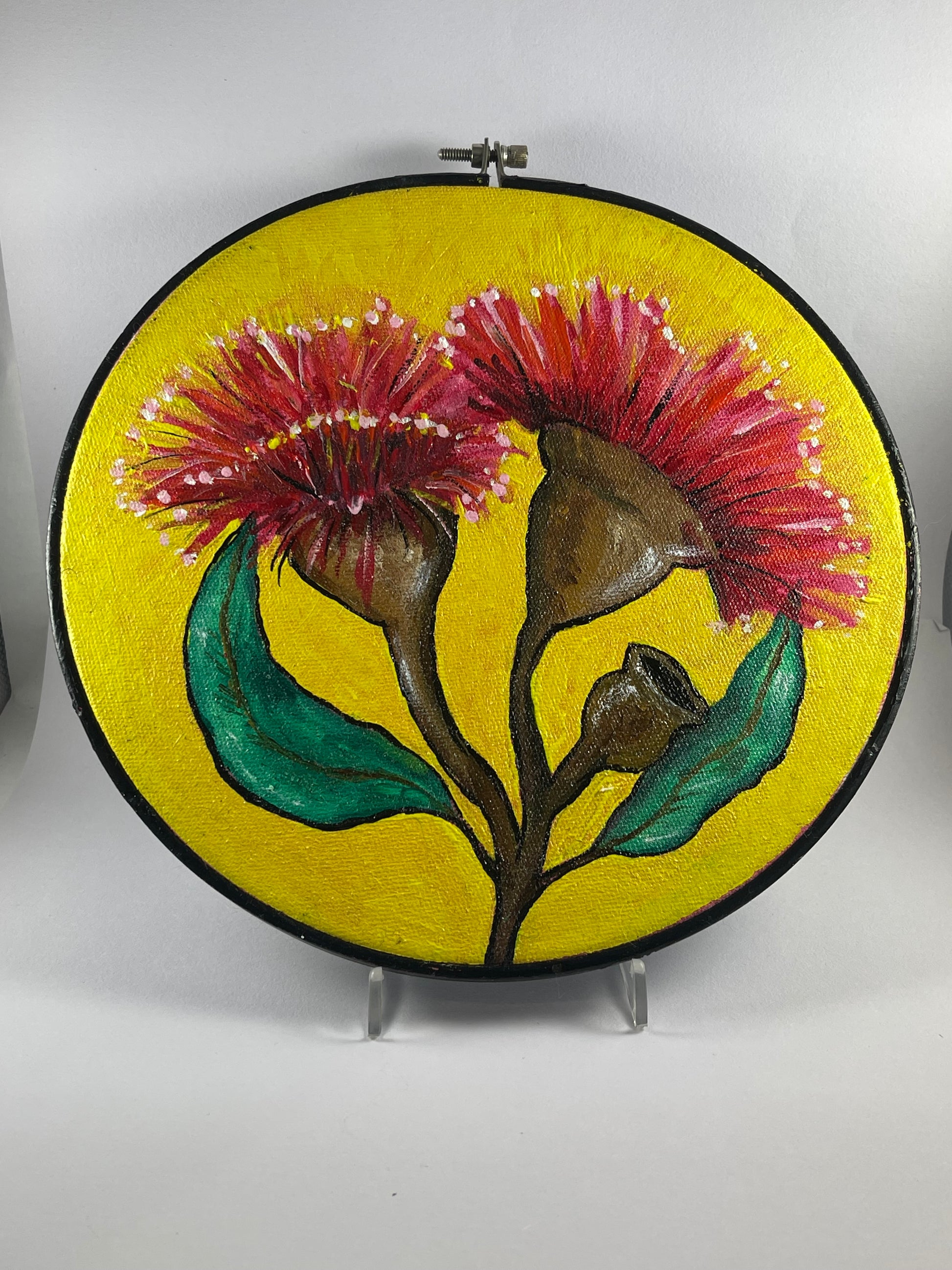 Gum Blossoms Embroidery Hoops Canvas Yellow