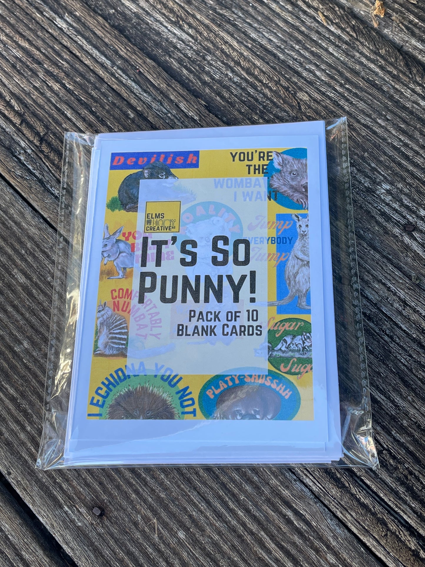 It’s So Punny - Aussie Animals - Pack of 10 Blank Cards - ElmsCreative