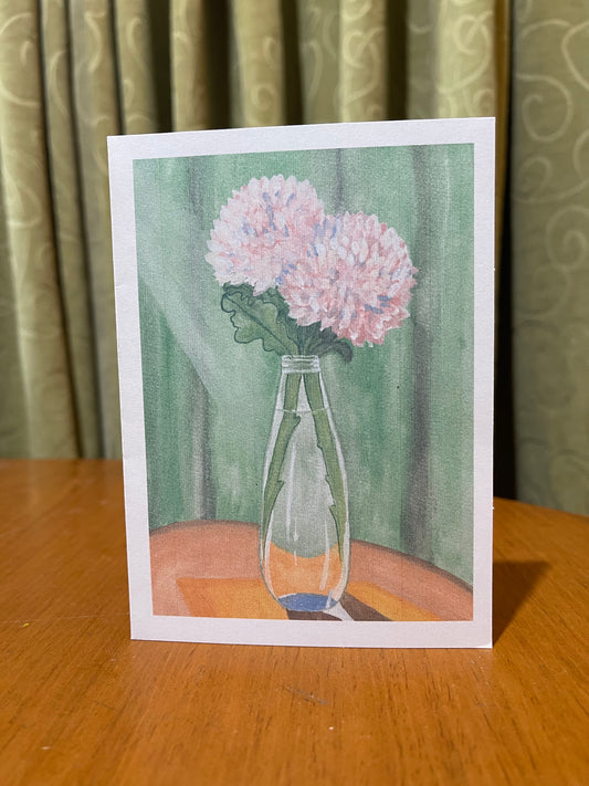 "From the Kitchen Table" - Floral Still Life Card - Chrysanthemums - ElmsCreative