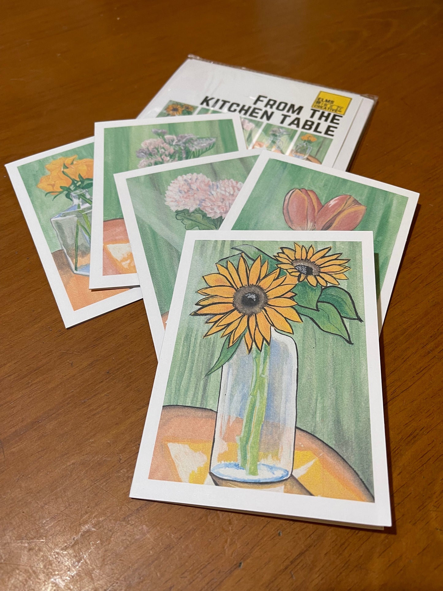 "From the Kitchen Table" - Floral Still Life Card - Chrysanthemums - ElmsCreative