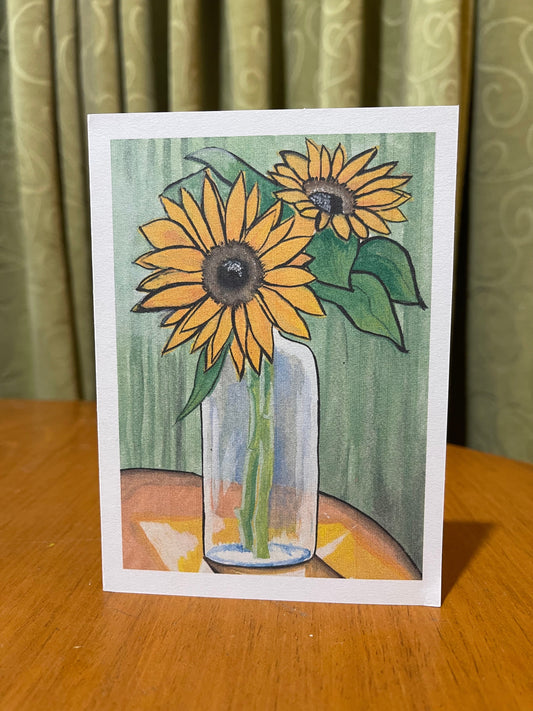 "From the Kitchen Table" - Floral Still Life Card - Sunflowers - ElmsCreative