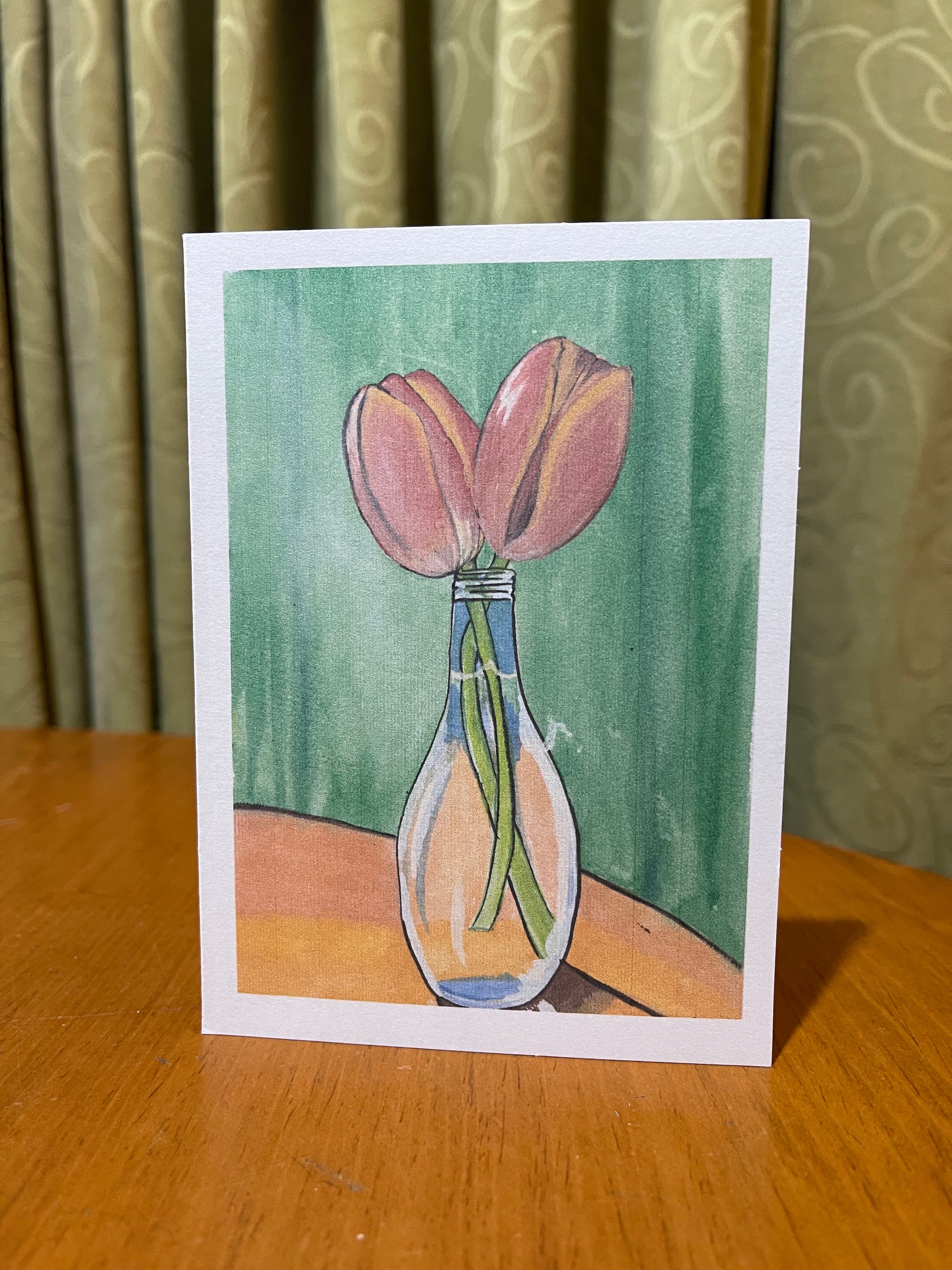 "From the Kitchen Table" - Floral Still Life Card - Tulips - ElmsCreative