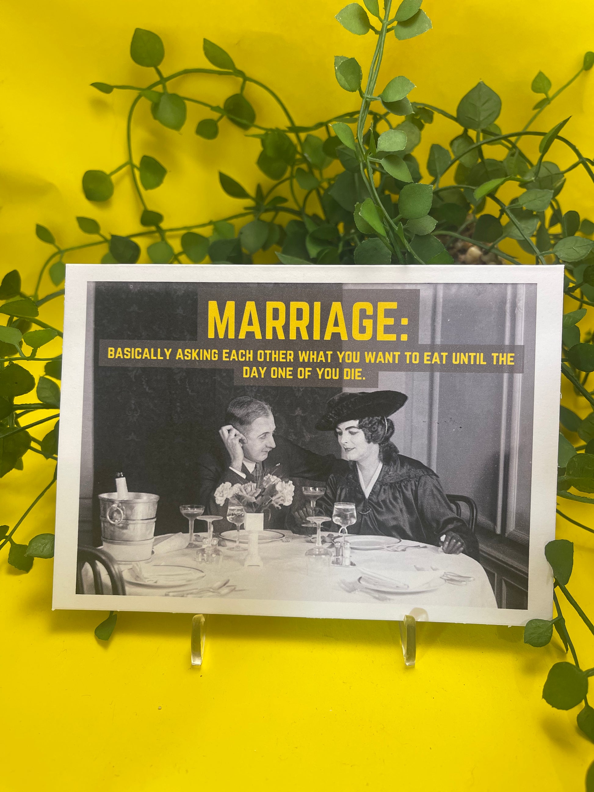 "Marriage: Basically asking each other what you want to eat" - Sassy Card - ElmsCreative