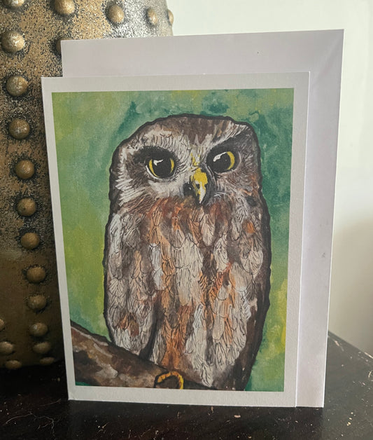 Morepork Owl Card - ElmsCreative