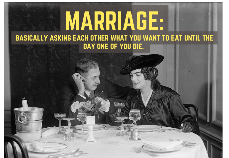 "Marriage: Basically asking each other what you want to eat" - Sassy Card - ElmsCreative