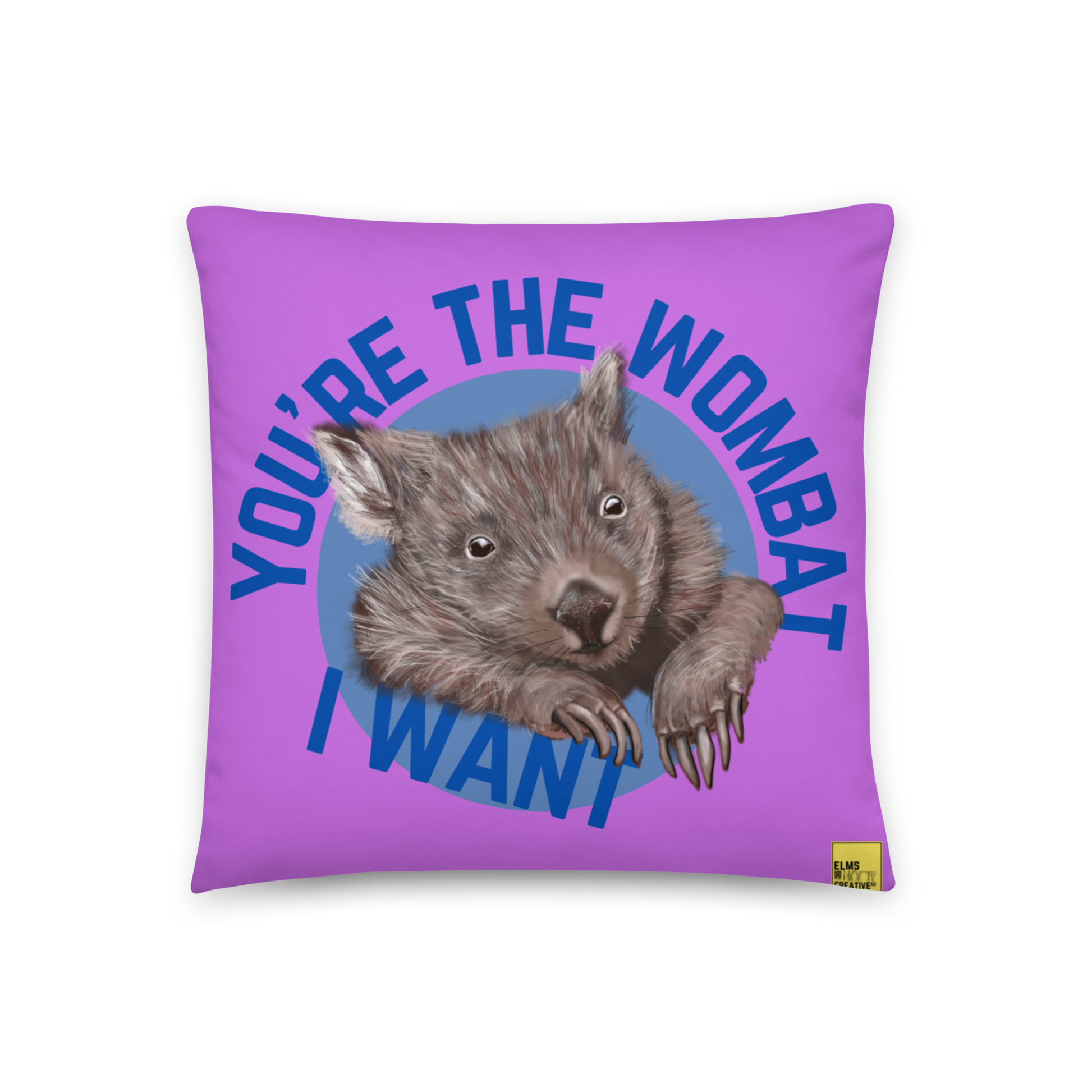 You're the Wombat I Want - Purple Wombat Pun Cushion - ElmsCreative