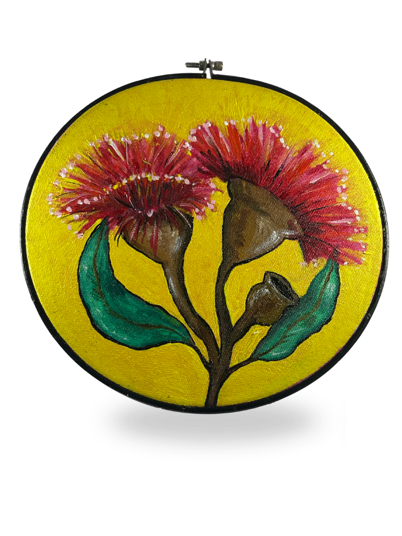 Gum Blossoms Embroidery Hoops Canvas Yellow