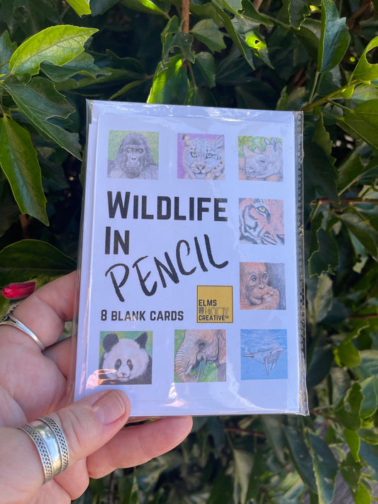Wildlife in Pencil - Pack of 8 Blank Cards - ElmsCreative