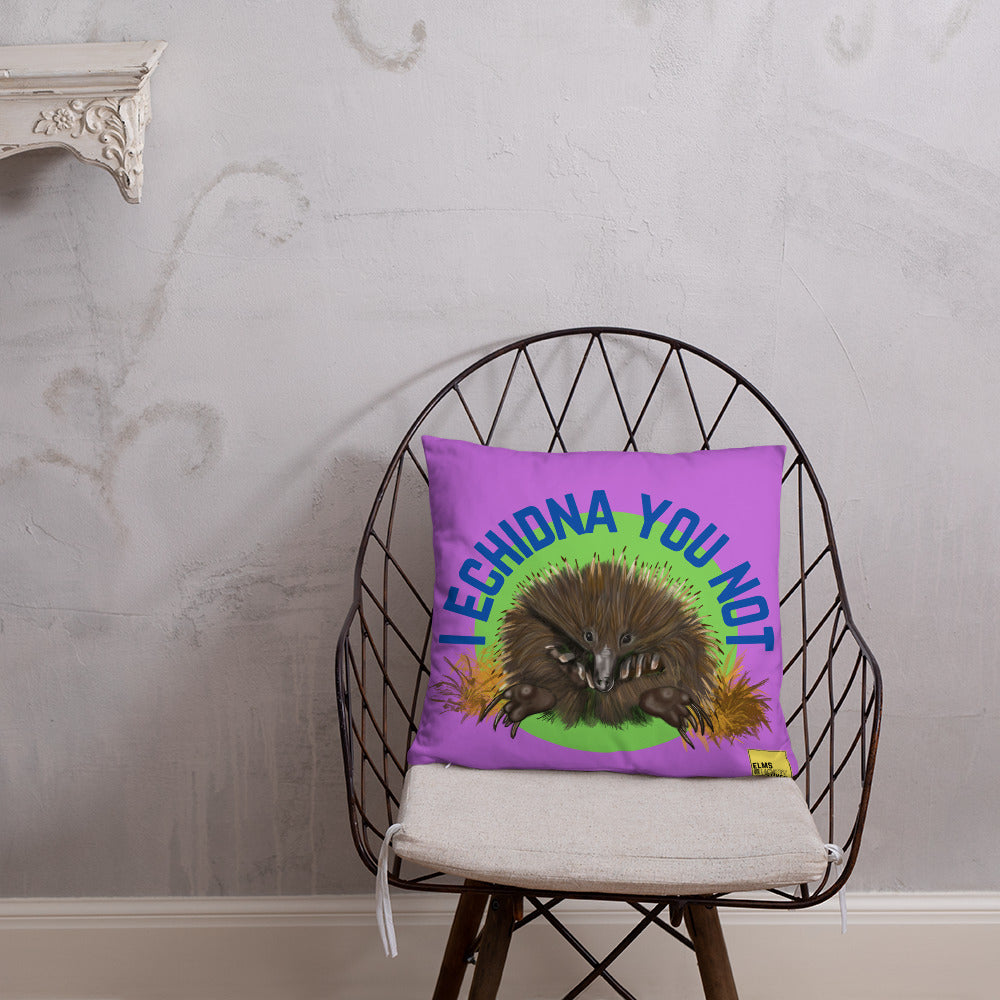 I Echidna you not - Purple Echidna Pun Cushion - ElmsCreative