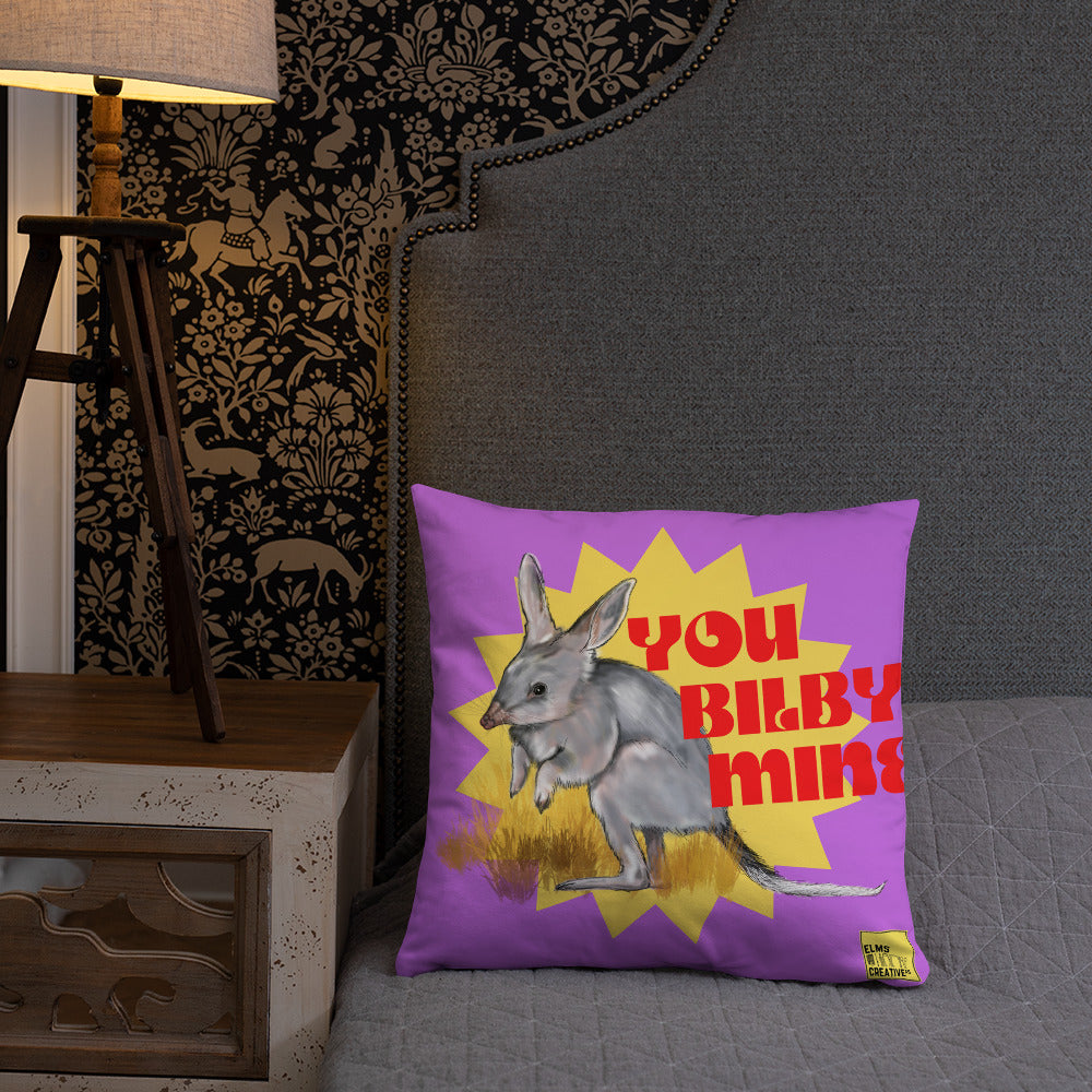 You Bilby Mine - Purple Bilby Pun Cushion - ElmsCreative