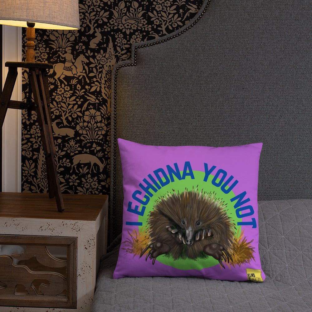 I Echidna you not - Purple Echidna Pun Cushion - ElmsCreative