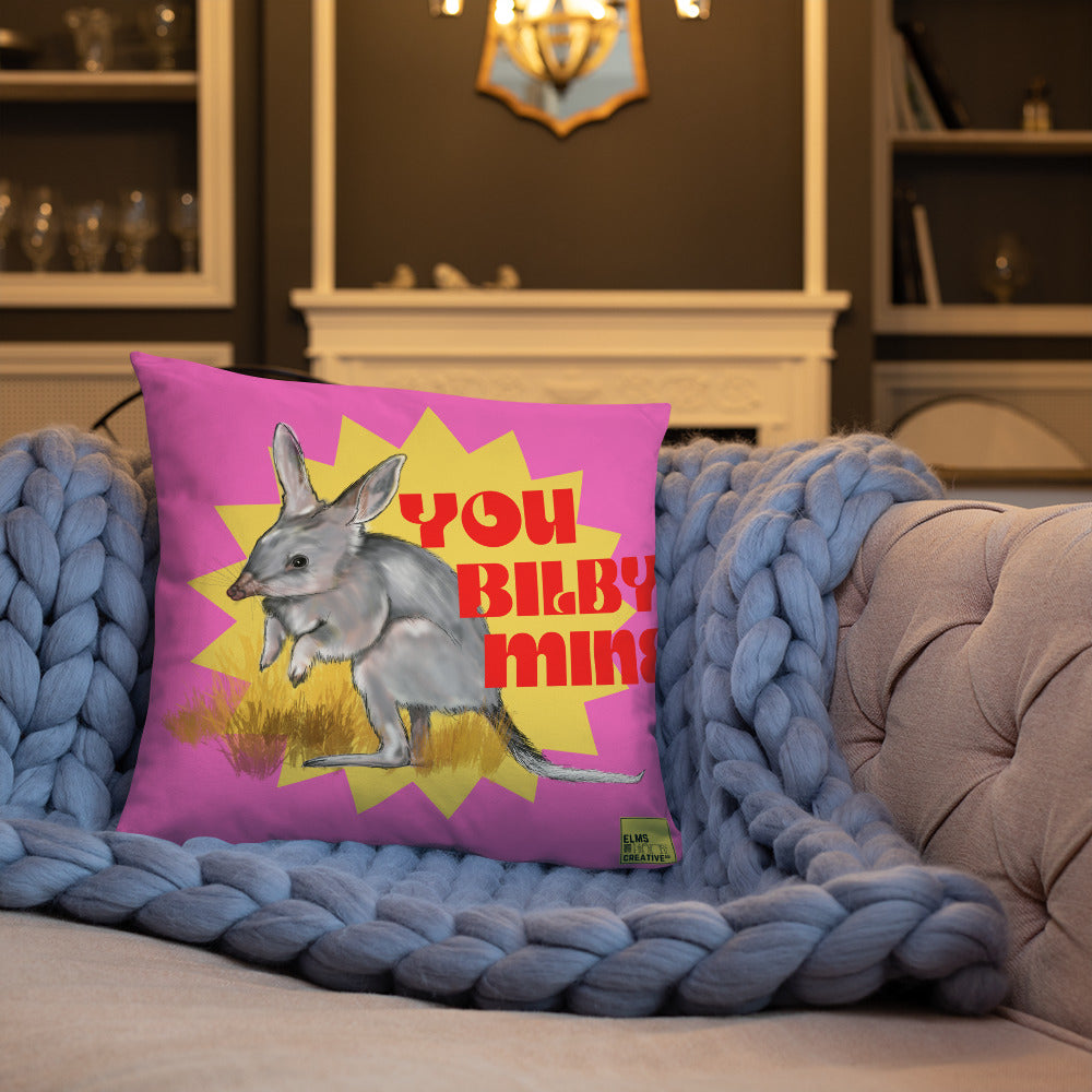 You Billy Mine - Pink Bilby Pun Cushion - ElmsCreative