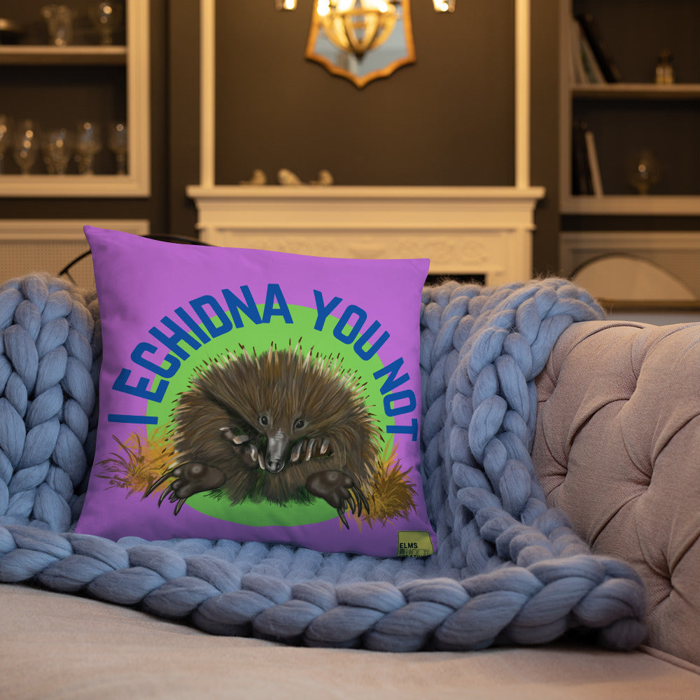 I Echidna you not - Purple Echidna Pun Cushion - ElmsCreative