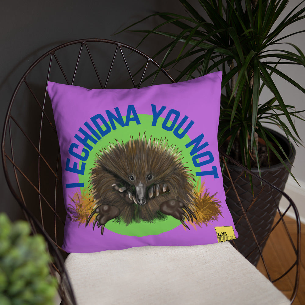 I Echidna you not - Purple Echidna Pun Cushion - ElmsCreative