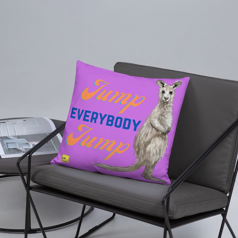 Jump Everybody Jump - Purple Kangaroo Pun Cushion - ElmsCreative