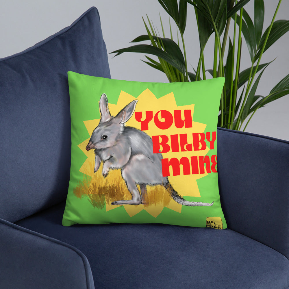 You Bilby Mine - Green Bilby Pun Cushion - ElmsCreative