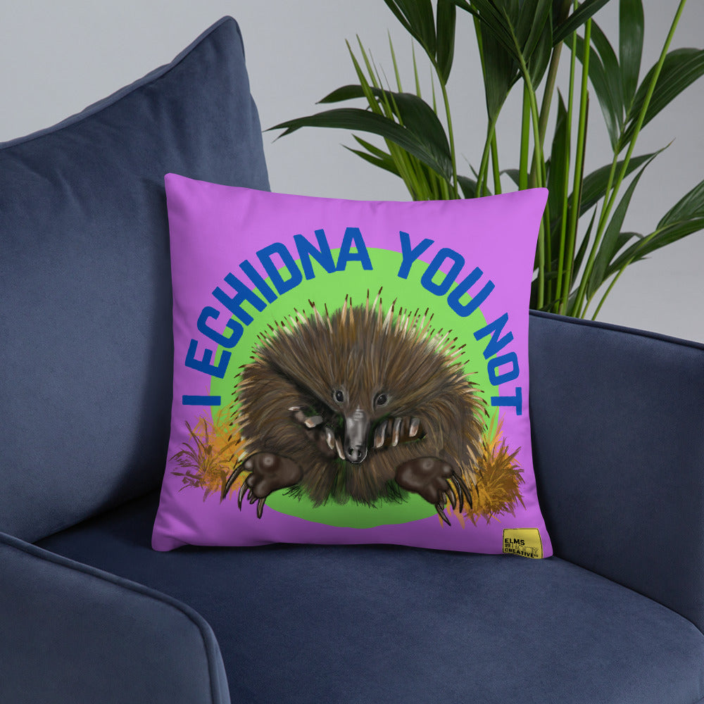 I Echidna you not - Purple Echidna Pun Cushion - ElmsCreative