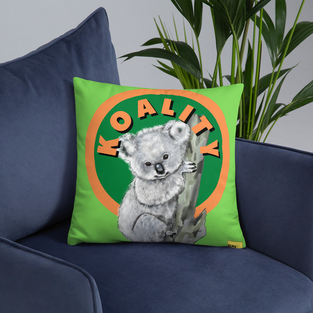 Koality - Green Koala Pun Cushion - ElmsCreative