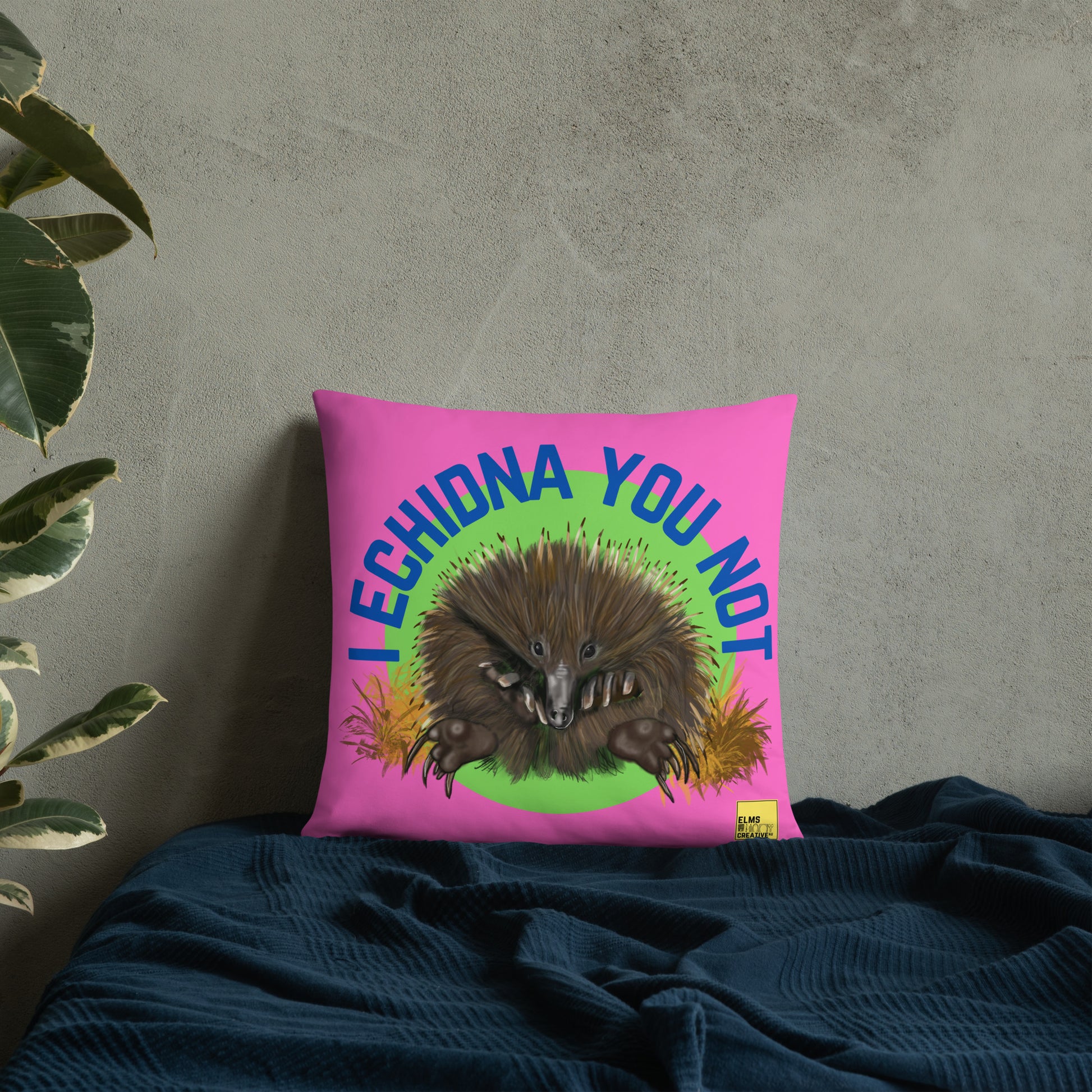 I Echidna you not - Pink Echidna Pun Cushion - ElmsCreative