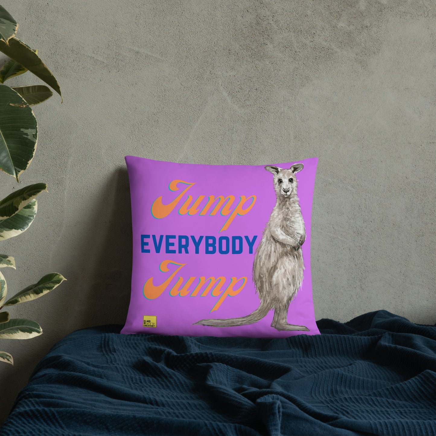 Jump Everybody Jump - Purple Kangaroo Pun Cushion - ElmsCreative