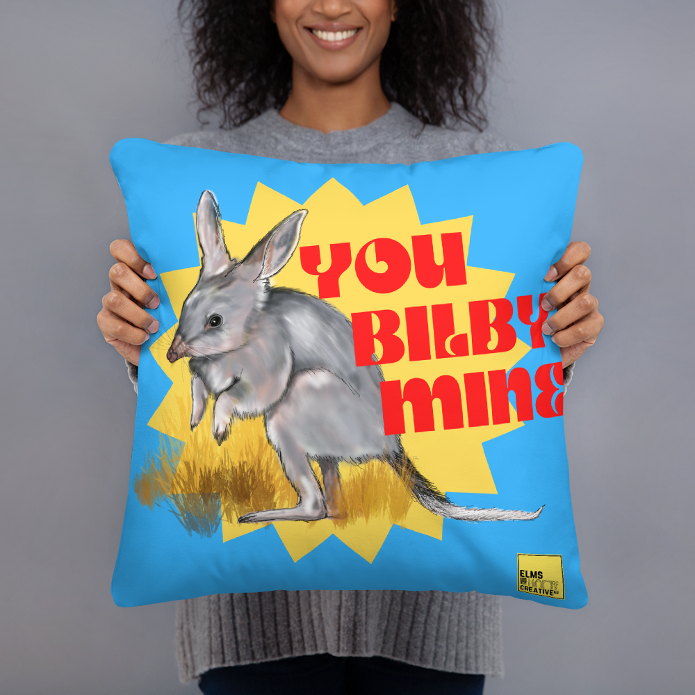 You BIlby Mine- Blue Bilby Cushion - ElmsCreative