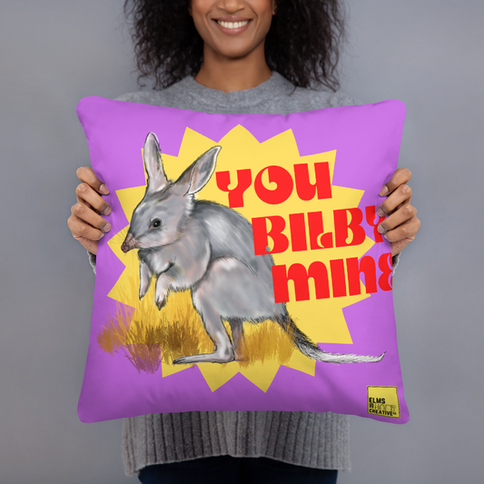 You Bilby Mine - Purple Bilby Pun Cushion - ElmsCreative