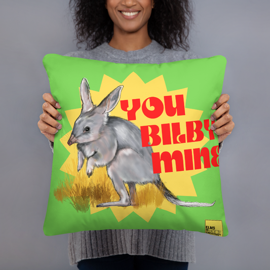 You Bilby Mine - Green Bilby Pun Cushion - ElmsCreative