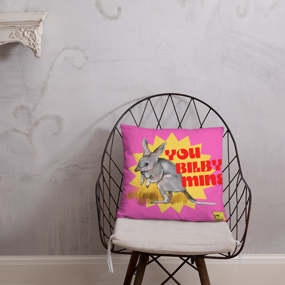 You Billy Mine - Pink Bilby Pun Cushion - ElmsCreative