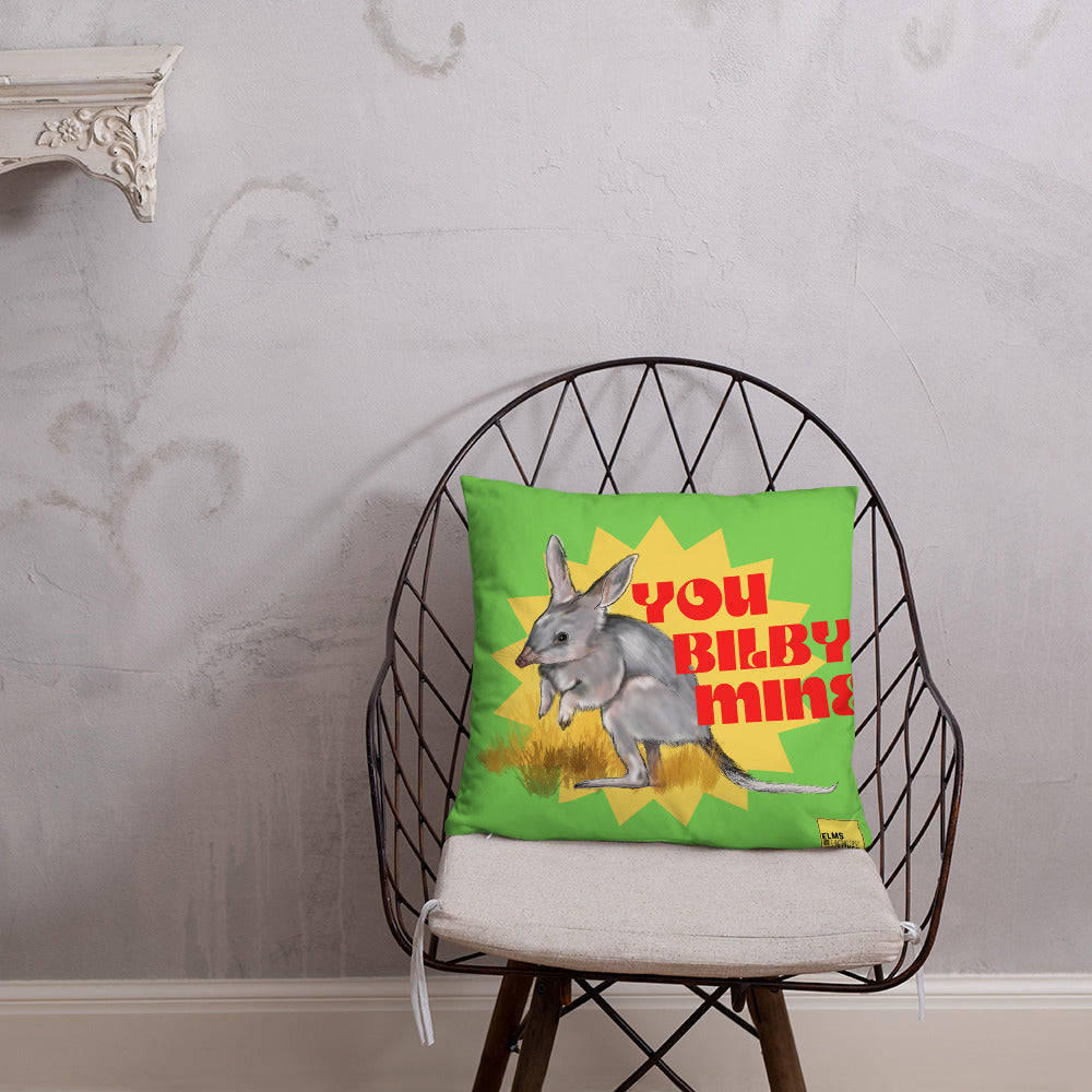 You Bilby Mine - Green Bilby Pun Cushion - ElmsCreative