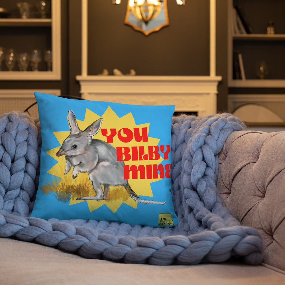 You BIlby Mine- Blue Bilby Cushion - ElmsCreative