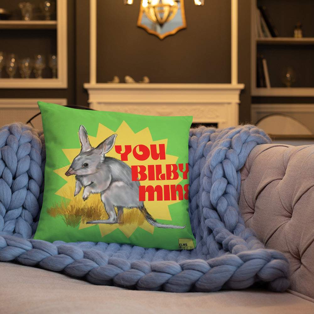 You Bilby Mine - Green Bilby Pun Cushion - ElmsCreative