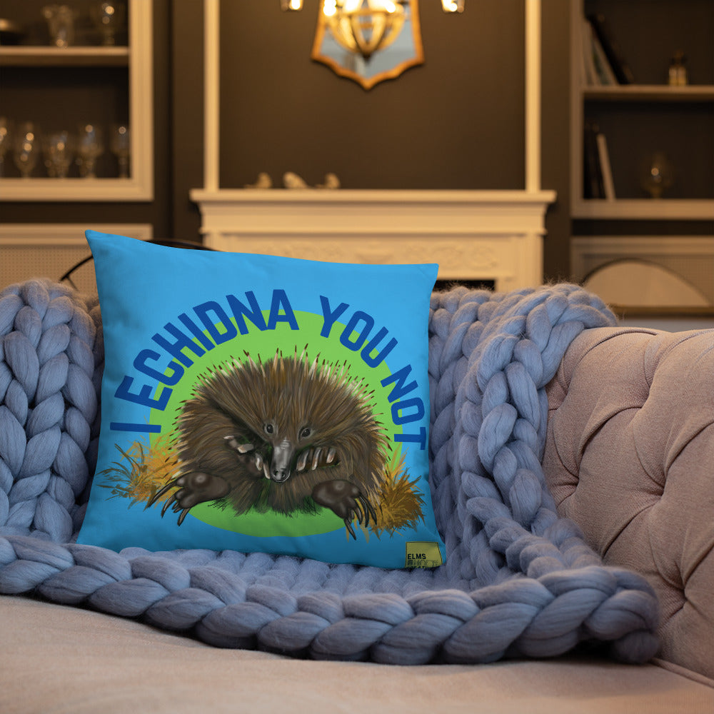 I Echidna you not - Blue Echidna Pun Cushion - ElmsCreative