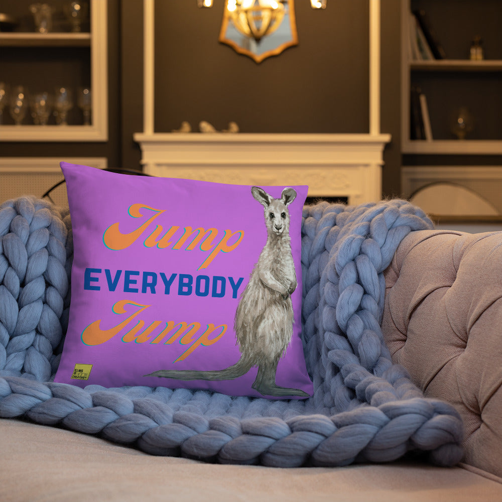 Jump Everybody Jump - Purple Kangaroo Pun Cushion - ElmsCreative