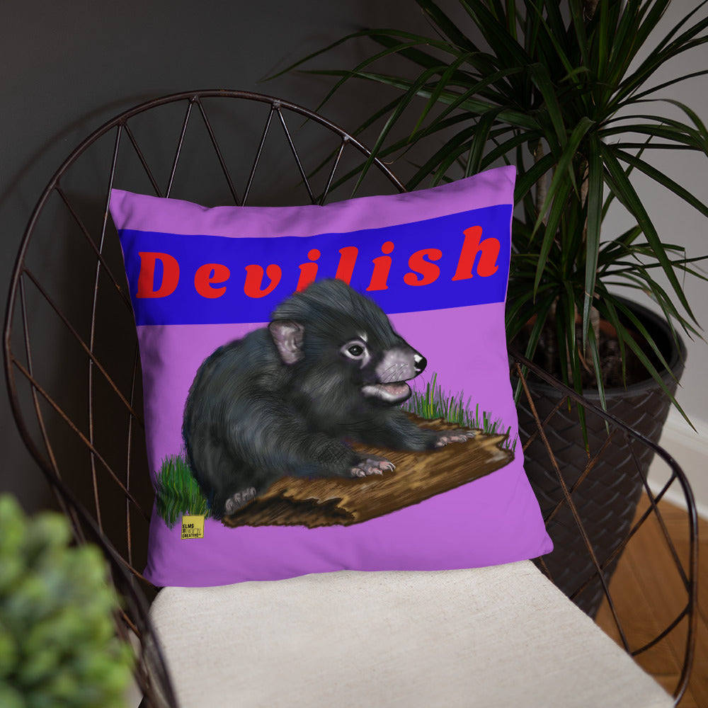 Devilish- Purple Tasmanian Devil Cushion - ElmsCreative