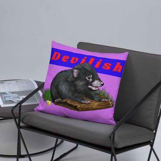 Devilish- Purple Tasmanian Devil Cushion - ElmsCreative