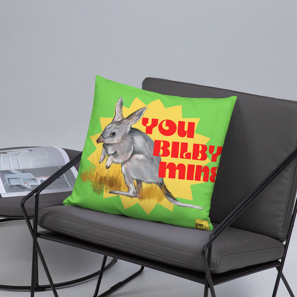 You Bilby Mine - Green Bilby Pun Cushion - ElmsCreative