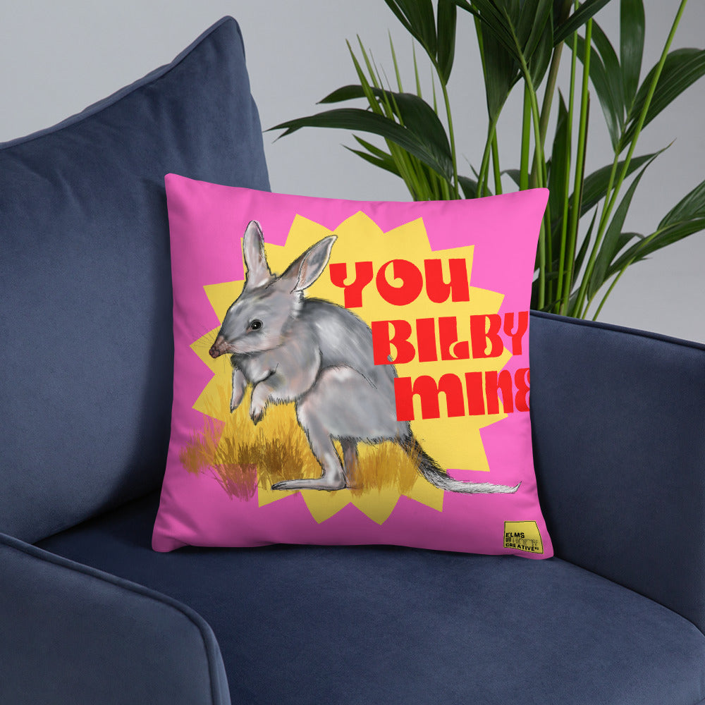 You Billy Mine - Pink Bilby Pun Cushion - ElmsCreative