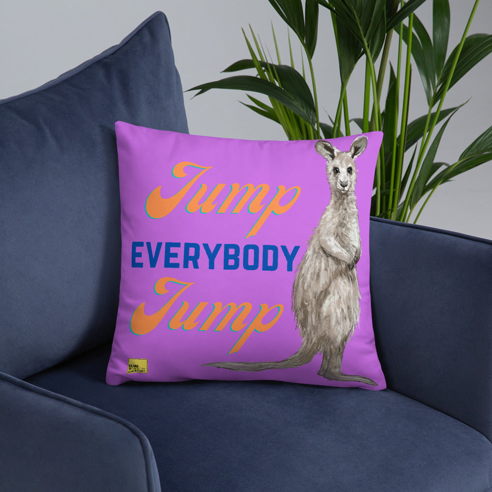 Jump Everybody Jump - Purple Kangaroo Pun Cushion - ElmsCreative