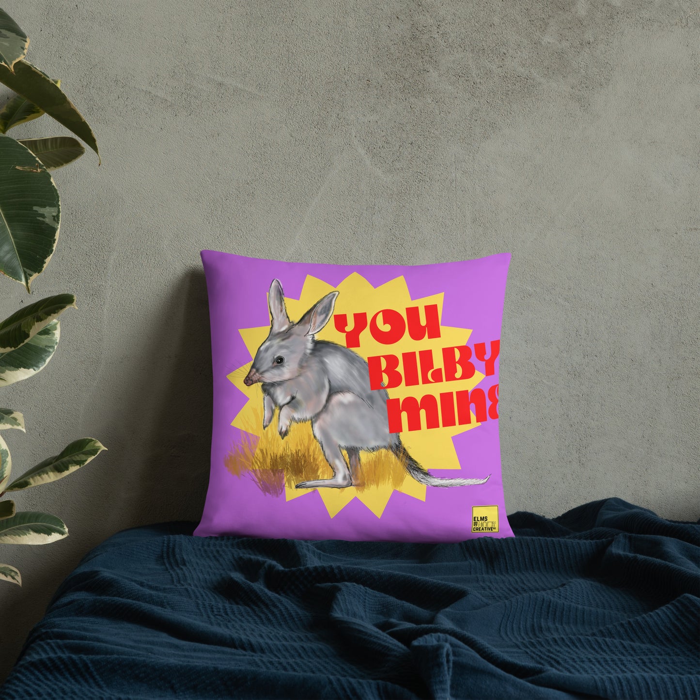 You Bilby Mine - Purple Bilby Pun Cushion - ElmsCreative