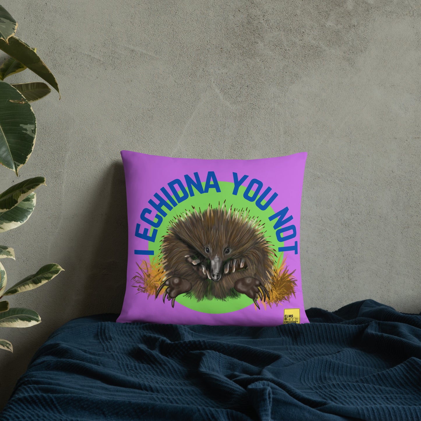 I Echidna you not - Purple Echidna Pun Cushion - ElmsCreative