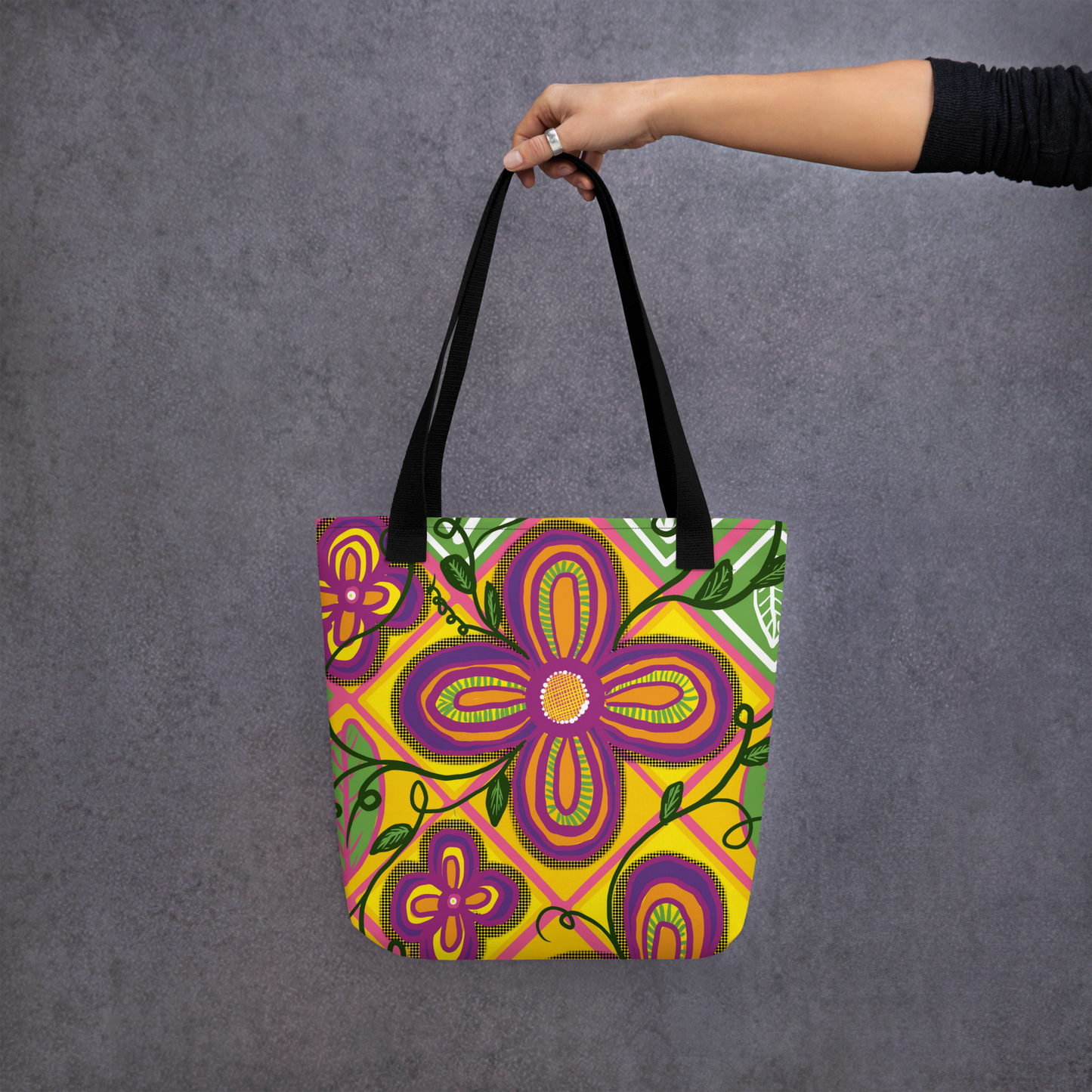 Floral Tile Tote bag - ElmsCreative