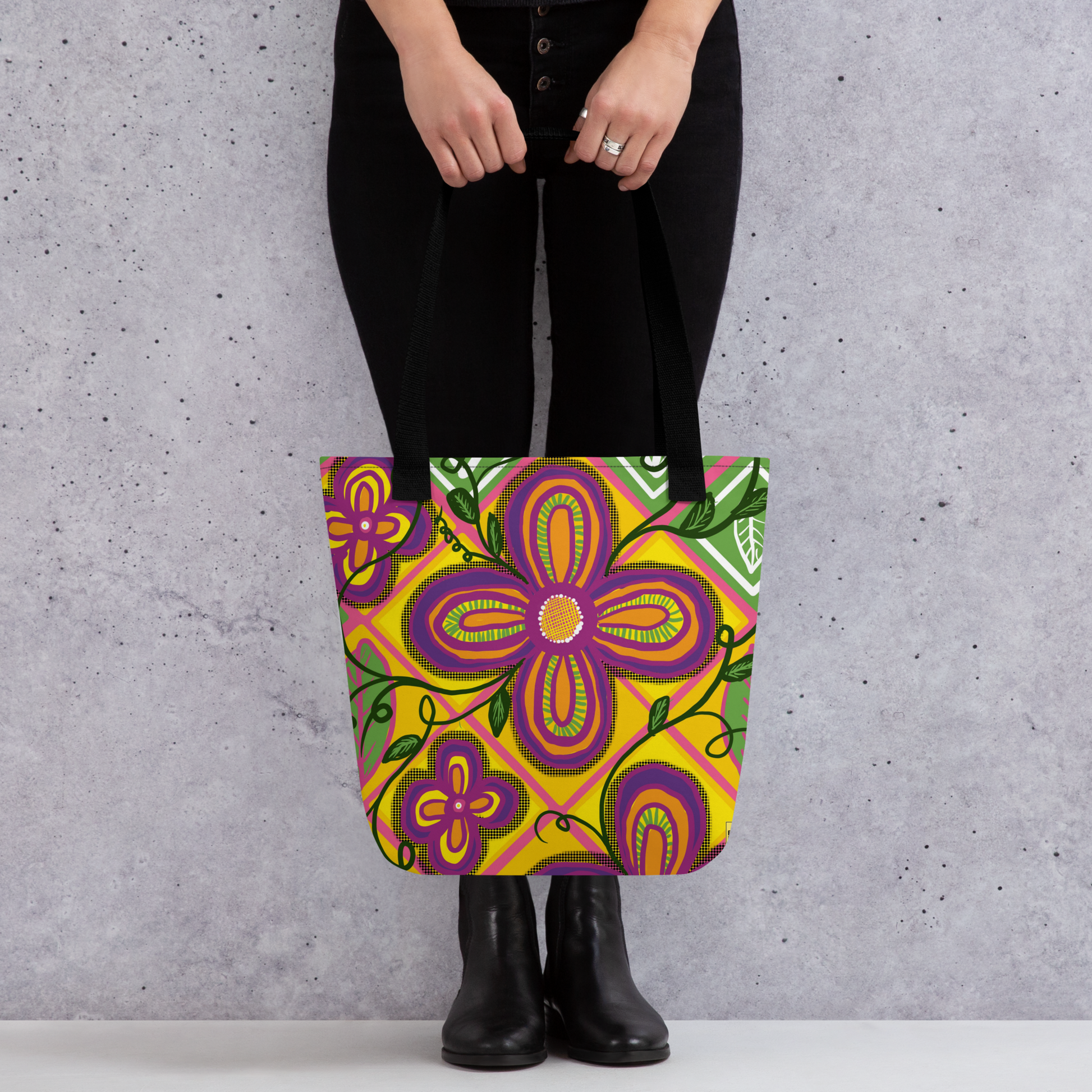 Floral Tile Tote bag - ElmsCreative