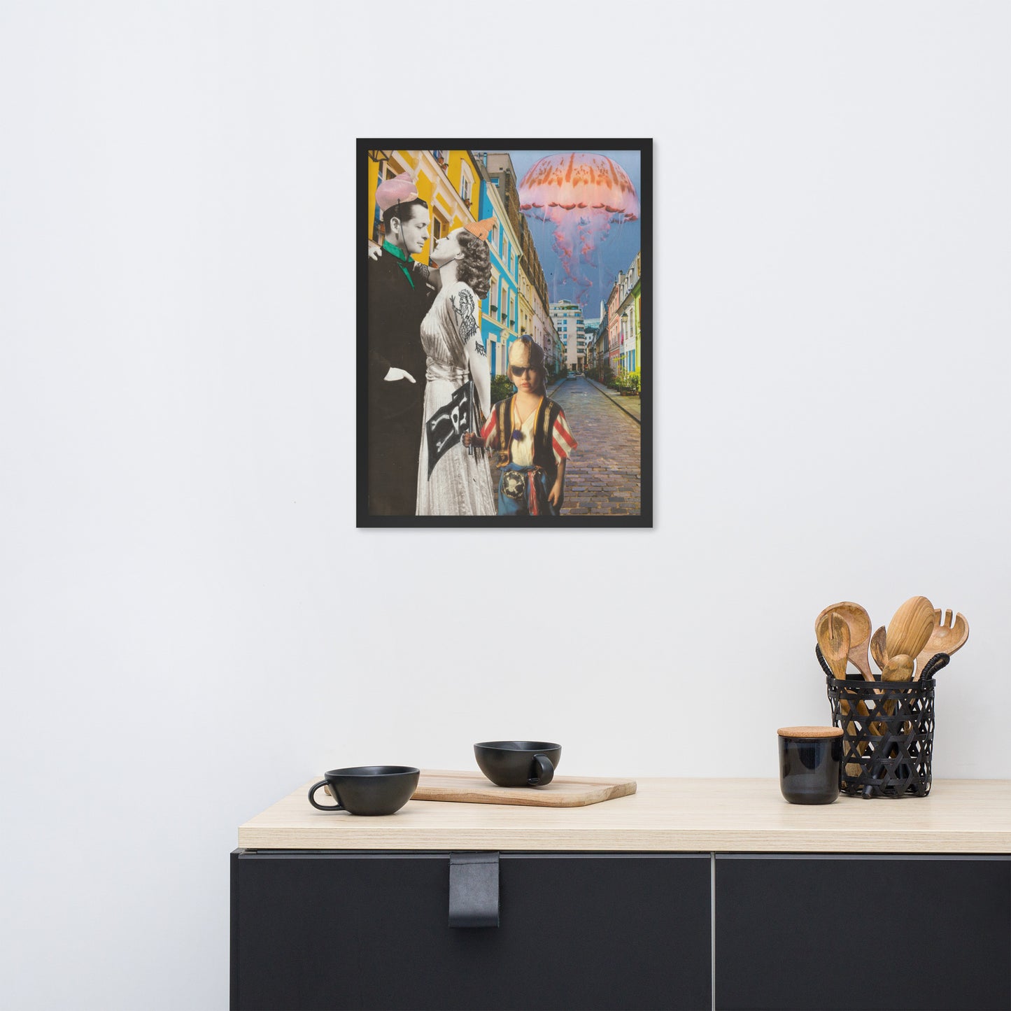 The Pirate and The Jellyfish Collage Framed Print - ElmsCreative