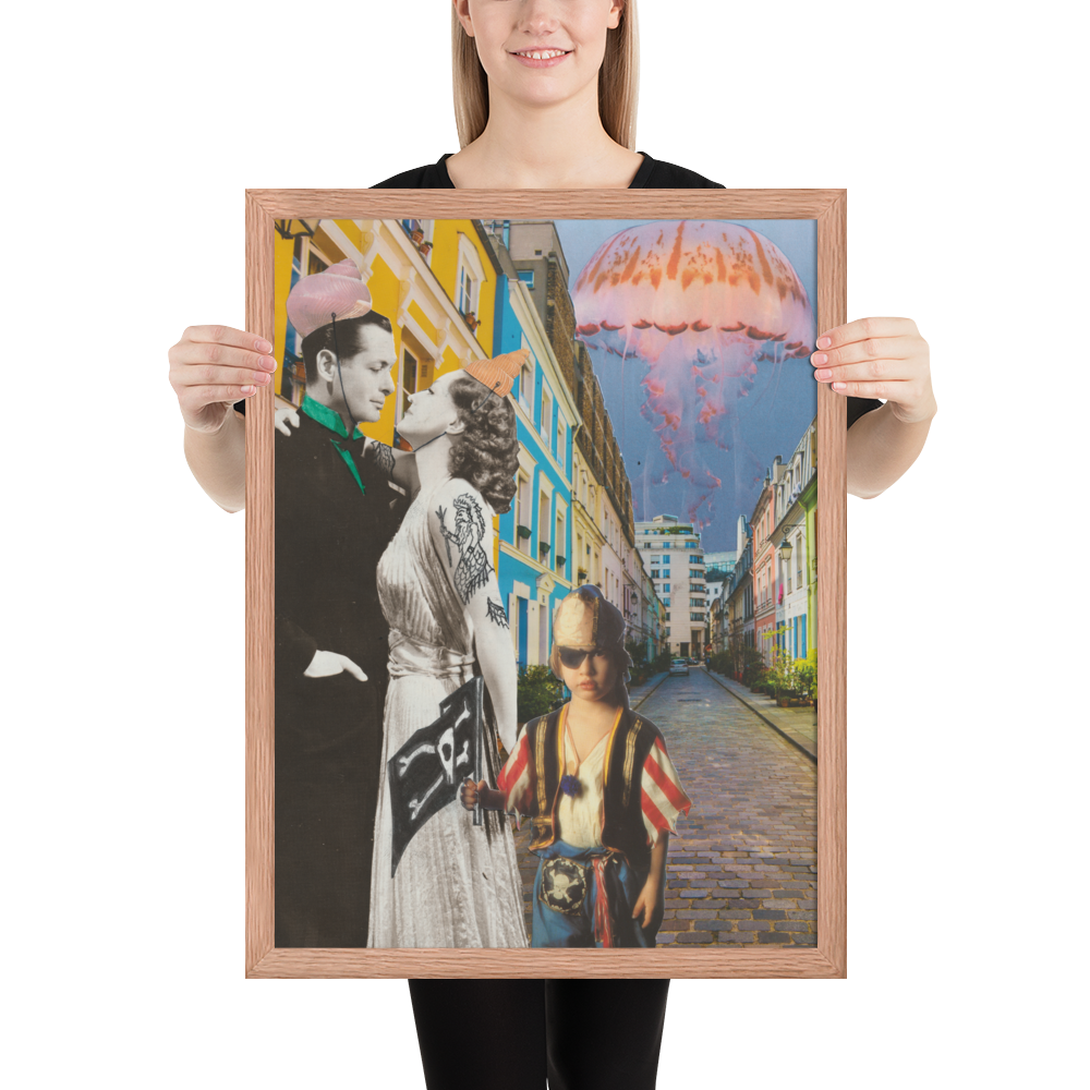 The Pirate and The Jellyfish Collage Framed Print - ElmsCreative