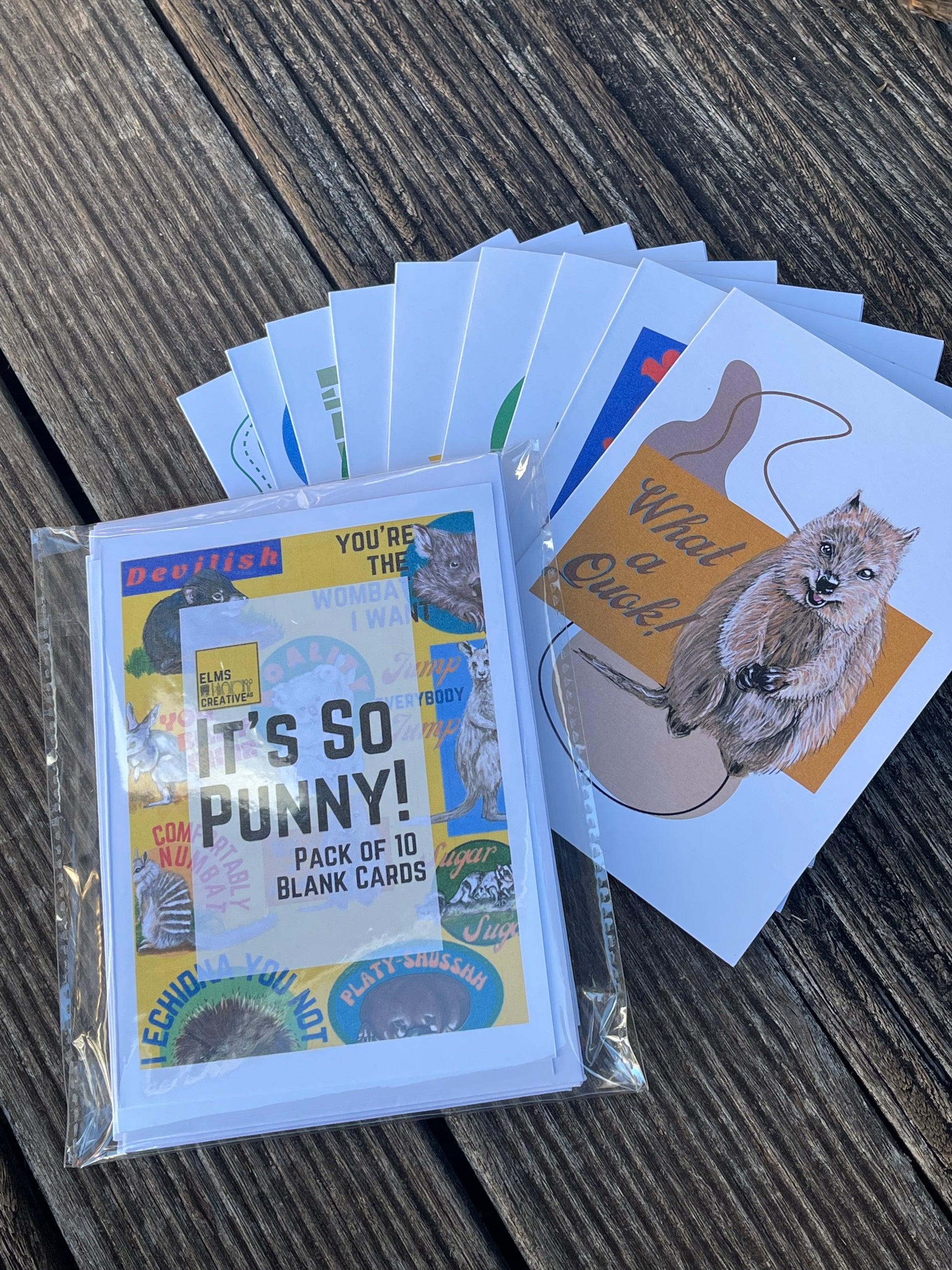 It’s So Punny - Aussie Animals - Pack of 10 Blank Cards - ElmsCreative