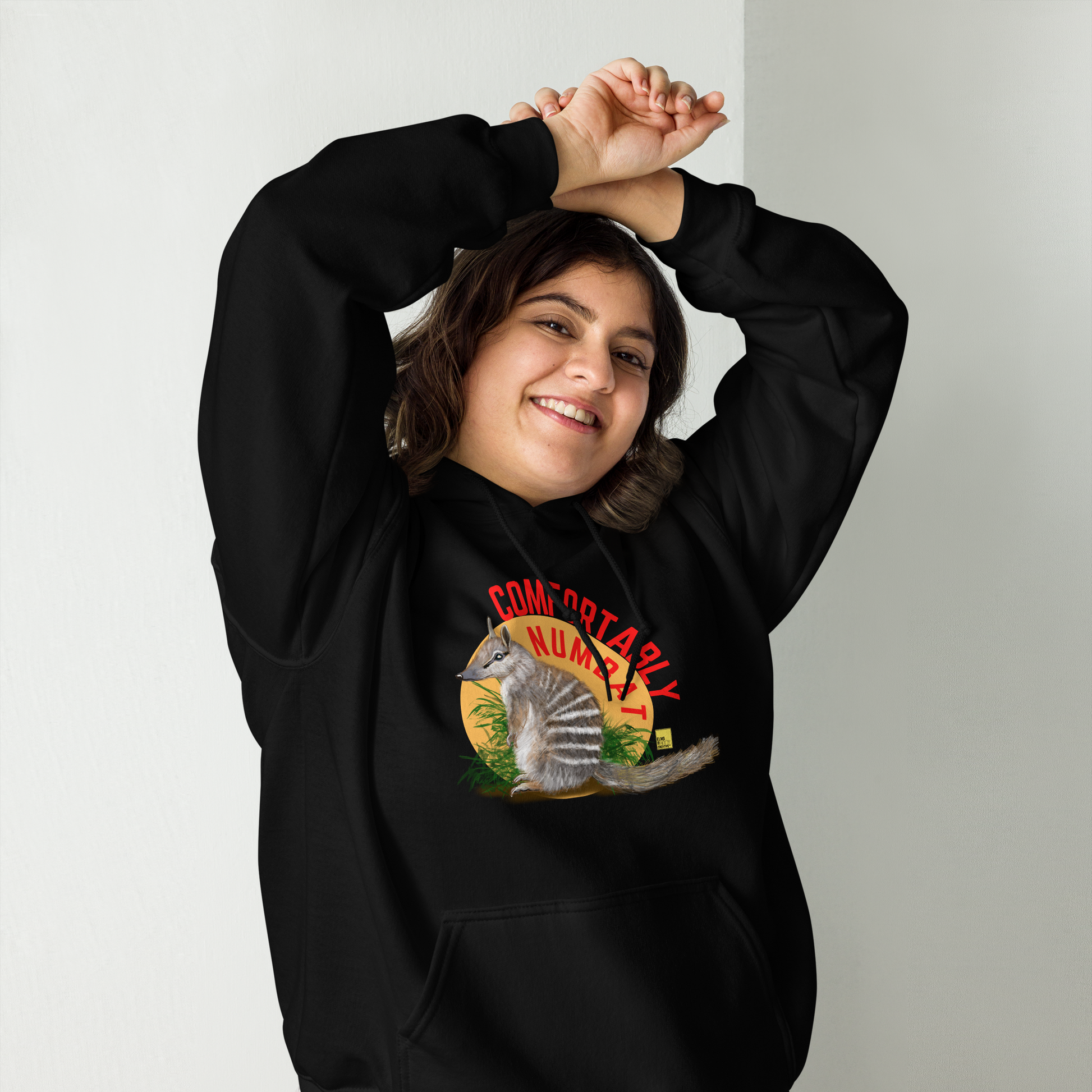 Comfortably Numbat - Numbat Pun Hoodie - ElmsCreative